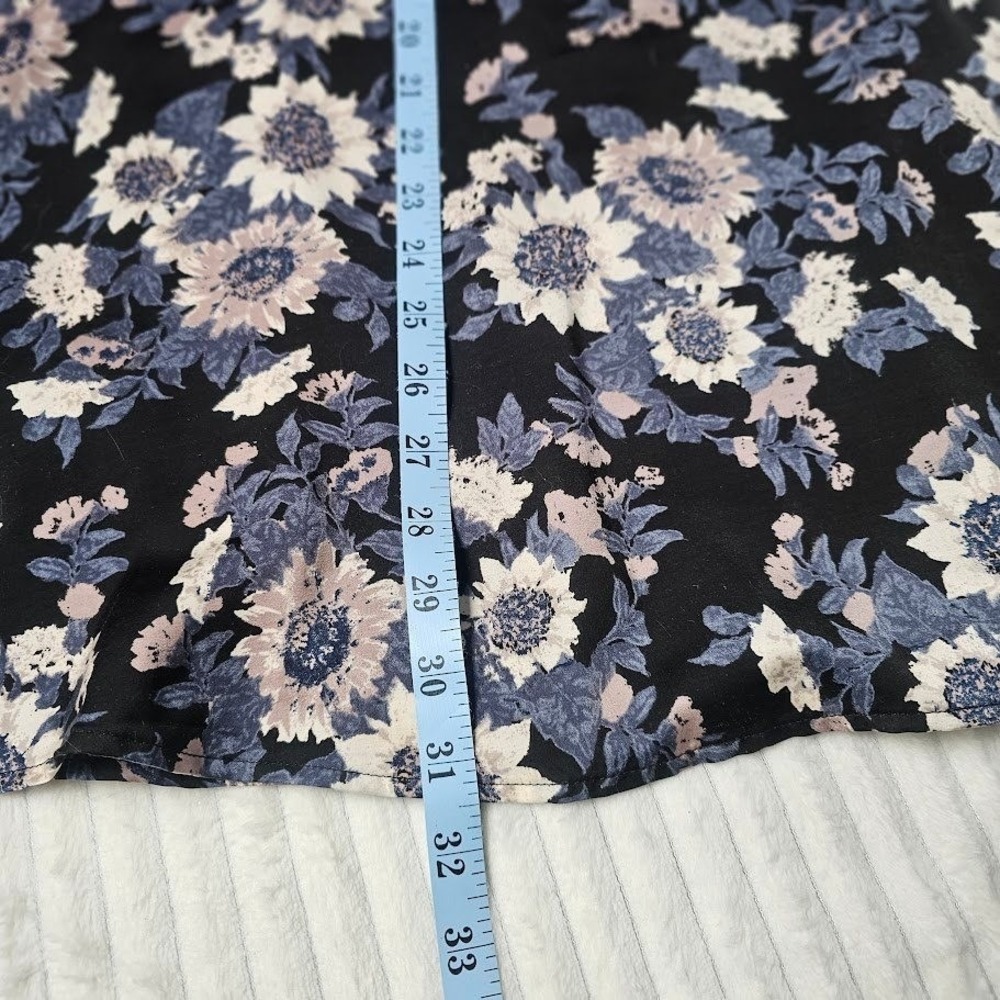 Free People Floral Mini Dress Size 2 Black Long Sleeve Fit Flare Cottagecore - Picture 7 of 14